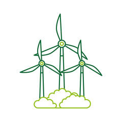 alternative sources of energy renewable windmills vector illustration