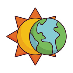 earth planet and sun icon