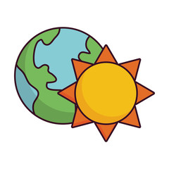 earth planet and sun icon