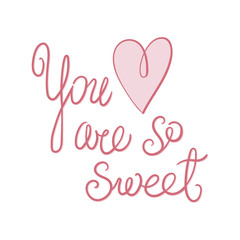 Hand drawn lettering, isolated on white background