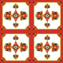Spanish tile red pattern. Ornamental tiles pattern design.