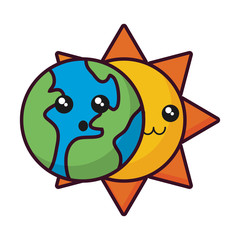earth planet and sun icon