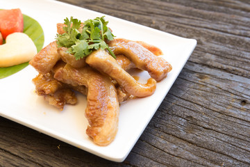 Fried pork neck with sweet sauce