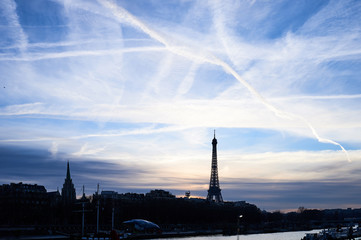 Fototapeta na wymiar Eiffel tower skyline Paris silhouette