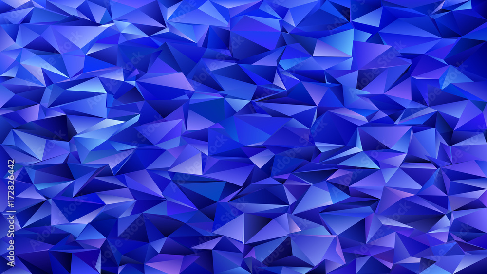 Poster dark blue abstract mosaic chaotic triangle pattern background - geometrical vector graphic design fr