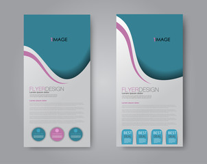 Vector flyer and leaflet design. Set of two side brochure templates. Blue color.