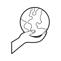 hand holding planet earth ecological environmental concept vector illustration