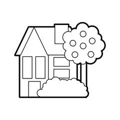 house fruit tree residence property real estate architecture vector illustration