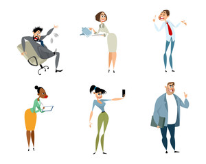 Set of funny office characters