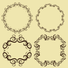 illustration of set of vintage design elements