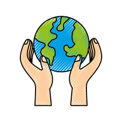hands holding planet earth ecological environmental concept vector illustration