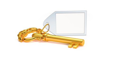 Gold Skeleton Key with Blank Label