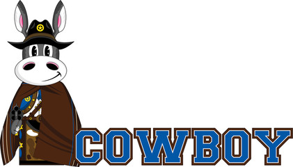 Cute Cartoon Wild West Cowboy Horse