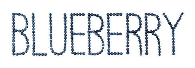 Blueberry font. Blueberries on white background. Bilberry fruit letters