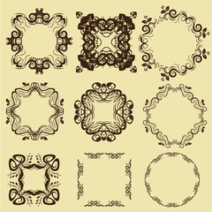 illustration of set of vintage design elements