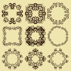 illustration of set of vintage design elements