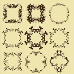 illustration of set of vintage design elements