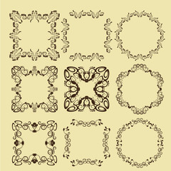 illustration of set of vintage design elements
