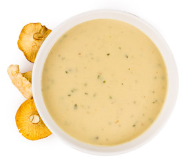 Chanterelle Soup isolated on white
