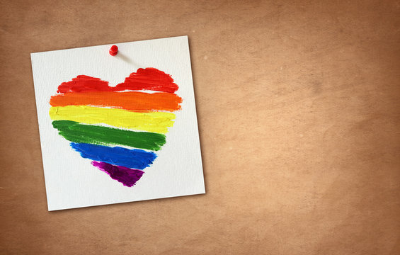 Gay flag rainbow heart background for lgbt message
