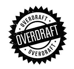 Overdraft rubber stamp. Grunge design with dust scratches. Effects can be easily removed for a clean, crisp look. Color is easily changed.
