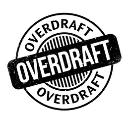 Overdraft rubber stamp. Grunge design with dust scratches. Effects can be easily removed for a clean, crisp look. Color is easily changed.
