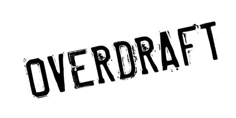 Overdraft rubber stamp. Grunge design with dust scratches. Effects can be easily removed for a clean, crisp look. Color is easily changed.