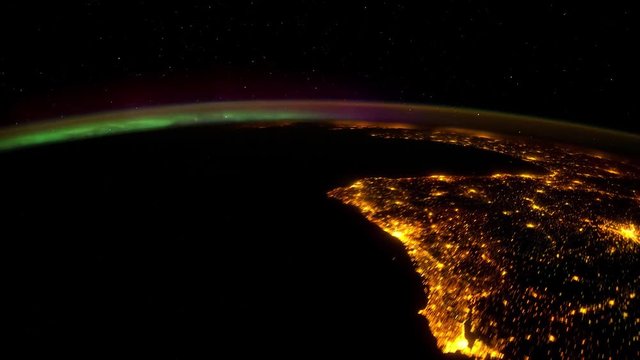 Time lapse of Aurora Borealis as the ISS travels pass over the North Pacific Ocean, west of Oregon and Washington state on  January 25, 2012. Elements of this video furnished by NASA.