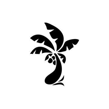 Palm tree icon. Simple flat illustration. Vector icon. Black and white coconut palm.