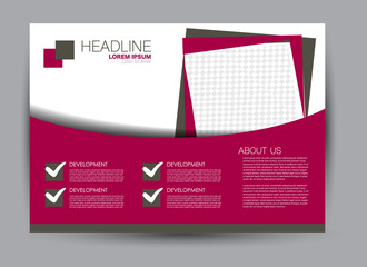 Flyer, brochure, billboard template design landscape orientation for education, presentation, website. Pink color. Editable vector illustration.