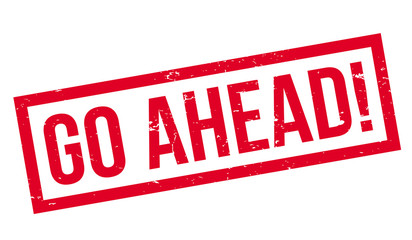 Go Ahead rubber stamp. Grunge design with dust scratches. Effects can be easily removed for a clean, crisp look. Color is easily changed.