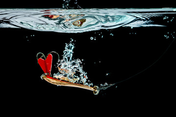 Thrown in the water spinning the spinner