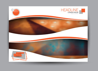 Flyer, brochure, billboard template design landscape orientation for education, presentation, website. Orange color. Editable vector illustration.