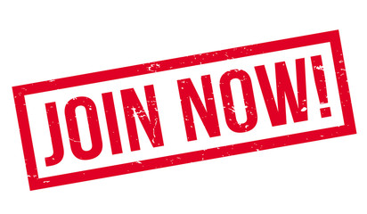 Join Now rubber stamp. Grunge design with dust scratches. Effects can be easily removed for a clean, crisp look. Color is easily changed.