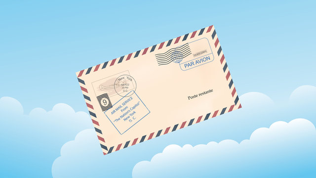 Sky with clouds and a mail envelope.
