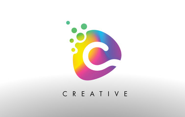 C Colorful Logo Design Shape. Purple Abstract Shape Letter Icon.