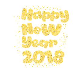 Fototapeta premium Happy new year. Gold glitter 2018. Golden text isolated on white background