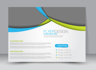 Flyer, brochure, billboard template design landscape orientation for education, presentation, website. Blue and green color. Editable vector illustration.