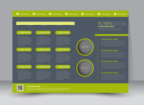 Flyer, brochure, billboard template design landscape orientation for education, presentation, website. Grey and green color. Editable vector illustration.