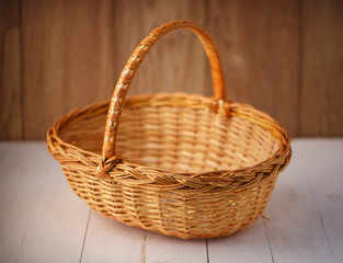Braided bamboo basket.