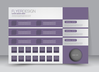 Flyer, brochure, billboard template design landscape orientation for education, presentation, website. Purple color. Editable vector illustration.