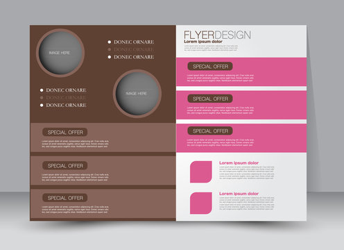 Flyer, brochure, billboard template design landscape orientation for education, presentation, website. Pink and brown color. Editable vector illustration.