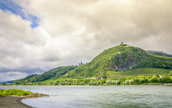 Rhine and Drachenfels Landscape at Koenigswinter  Germany