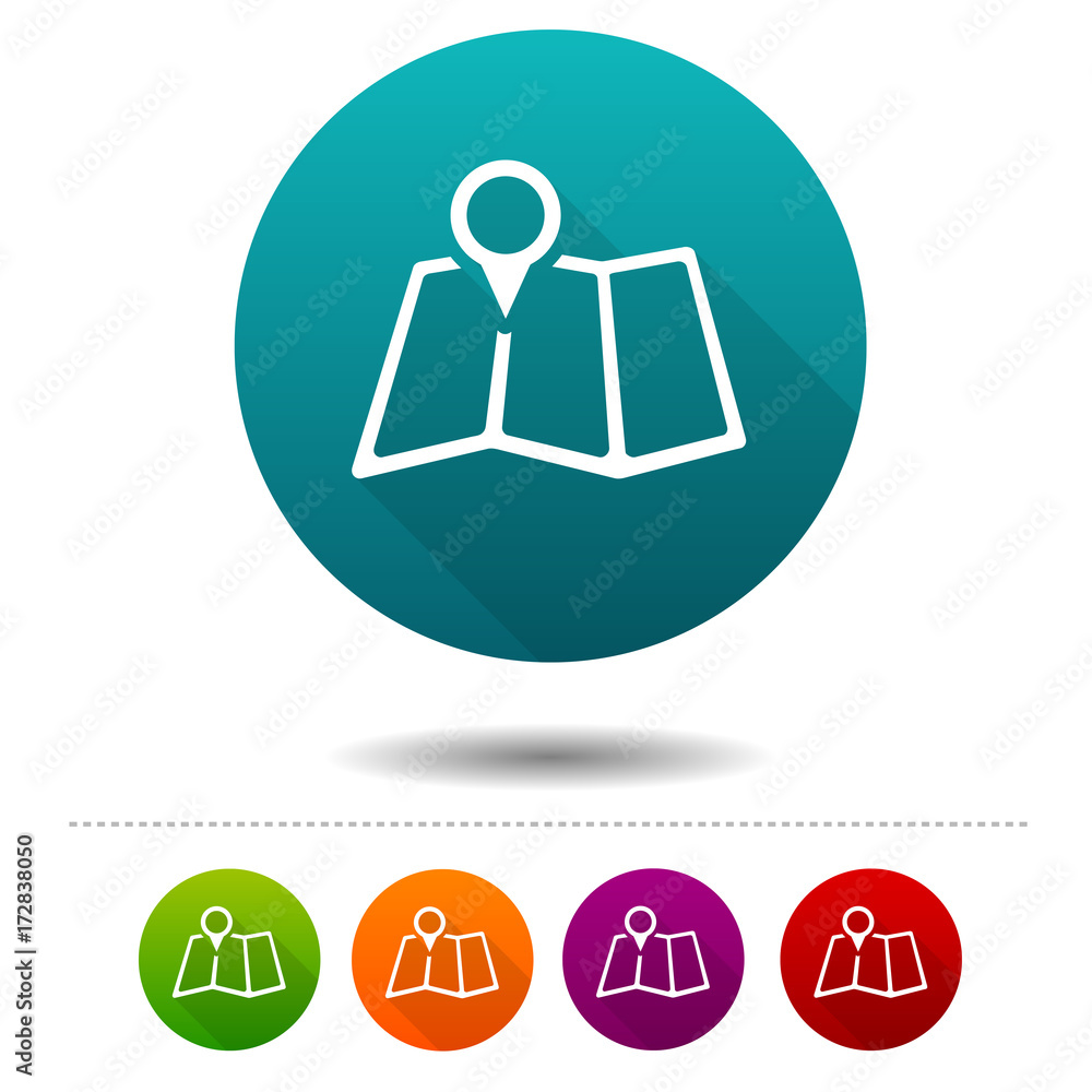Fototapete map pointer icons. marker signs. location symbol. vector circle web buttons.