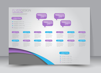 Flyer, brochure, billboard template design landscape orientation for education, presentation, website. Blue and purple color. Editable vector illustration.