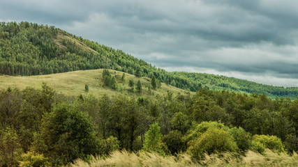 Fototapeta na wymiar Green hills in Bashkortostan