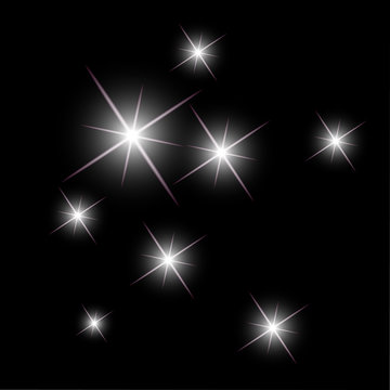 Background with sparkling stars glittering on a dark sky in the night. Vector illustration.