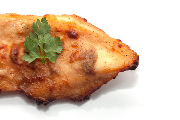 Roast chicken breast isolated on white background