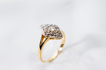 Diamond Engagement gold ring. Beginning of couple life