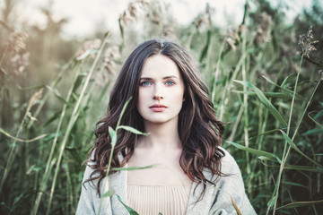 Fashion Model Woman with Long Healthy Hair. Beautiful Girl with Healthy and Beauty Brown Hair